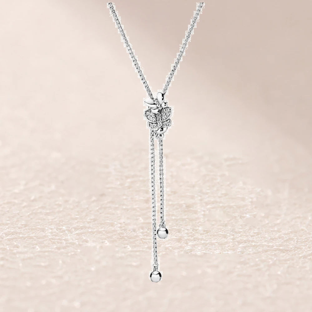 

397911CZ Dazzling and Dancing Butterflies Necklace