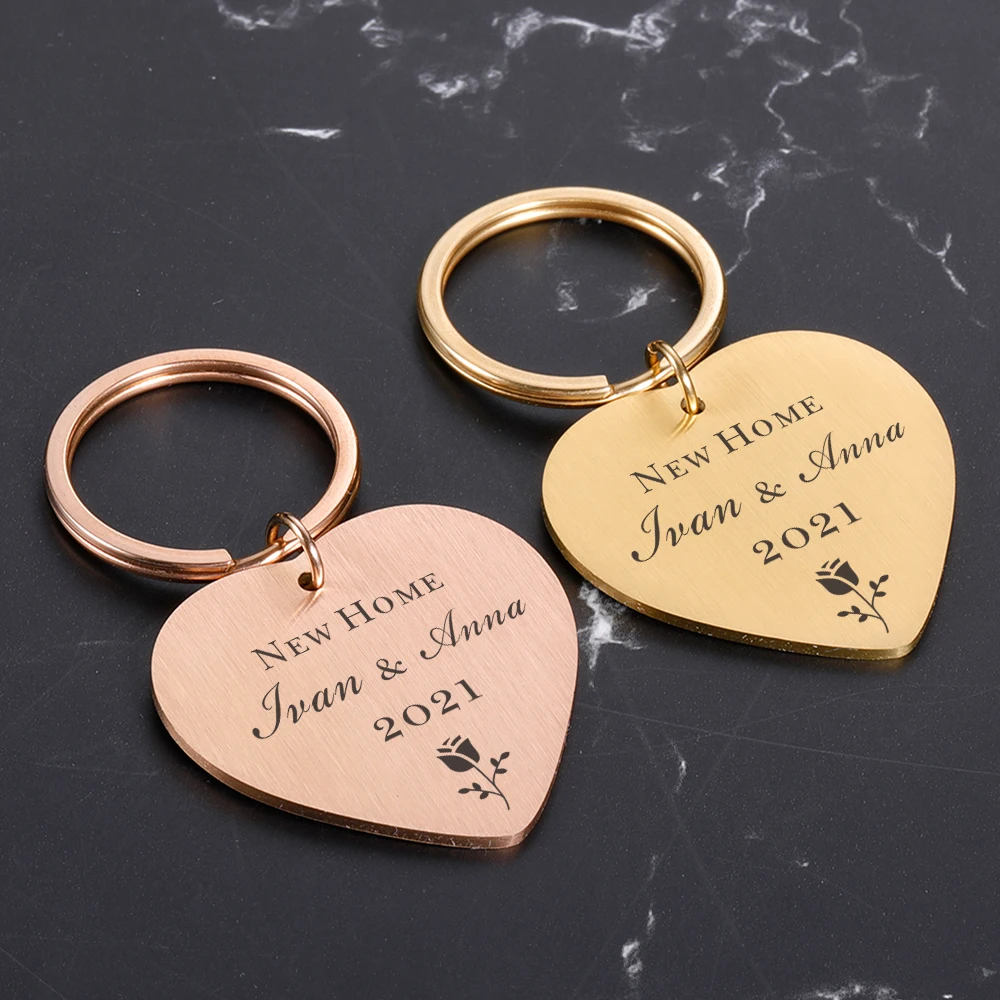 personalized souvenirs new home keychain customizable couple name keyring lovers new house gifts engraved keychains for couples free global shipping