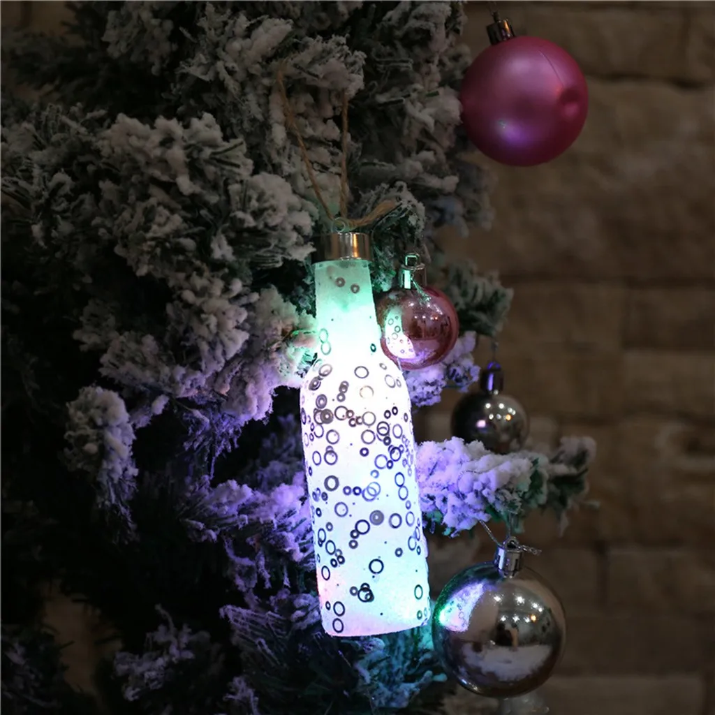 Светящиеся маленькие на бутылки с вином Рождественская елка украшения кулон DIY