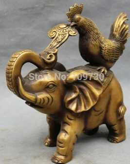 Бесплатная доставка этнический Китайский Бронзовый петуха руйи на слоне