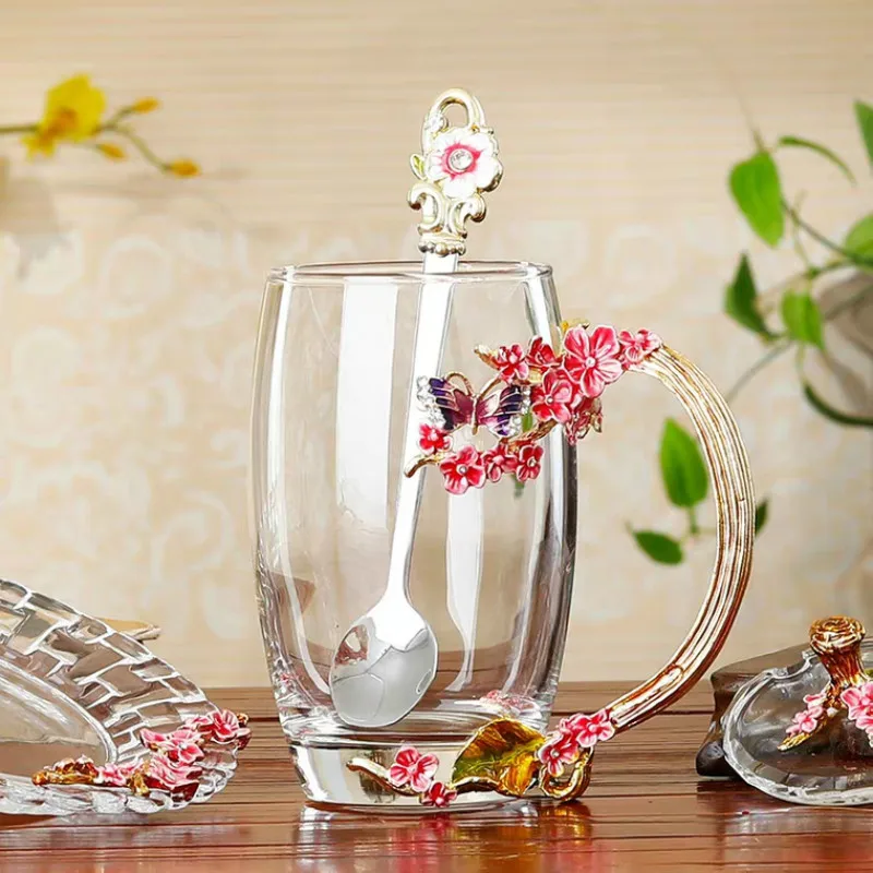 Цветная эмалированная Цветочная чайная чашка кружка для кофе молока завтрака