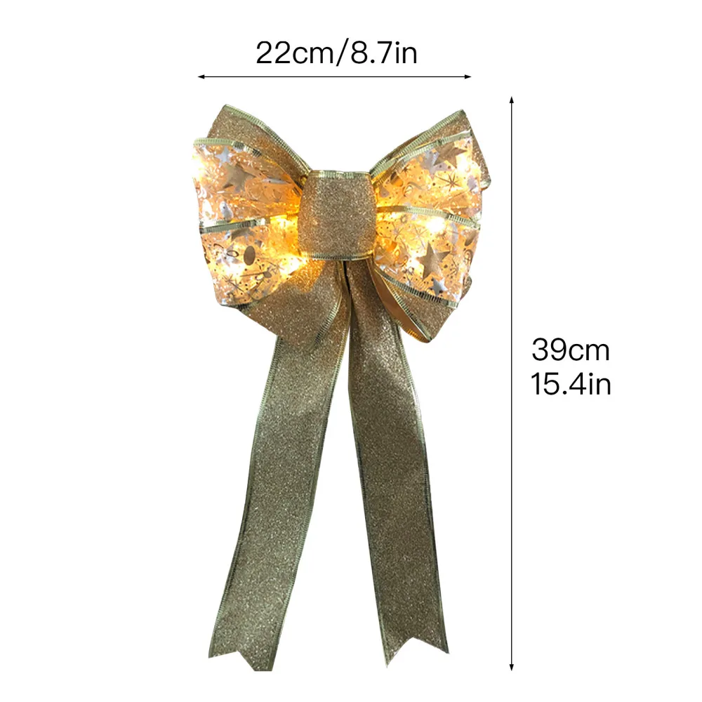 Рождественский светящийся бант бабочка аксессуары красочный серебряные
