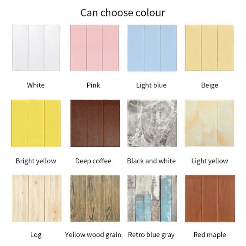 

1pcs Home DIY Self Adhesive 3D Brick Wood Grain Wall Stickers Waterproof Wallpaper Wall Decor Supplies Wholesale 35*35cm