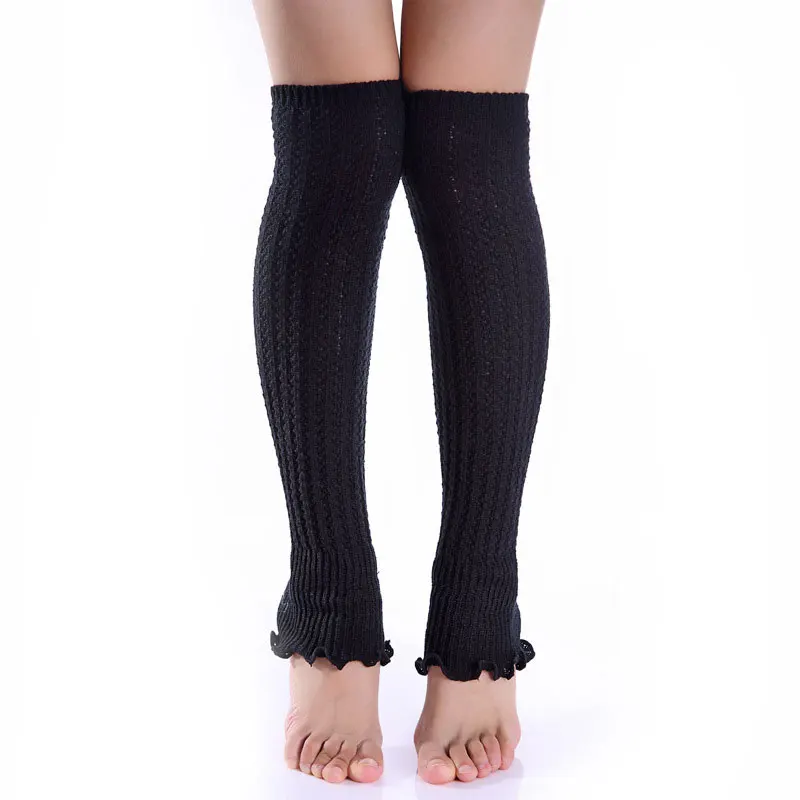 

1pair Fashion Leg Warmers Woman Long Stockings Popular Hemp Flowers Knitting Step Foot Winter Warm Stocking B99