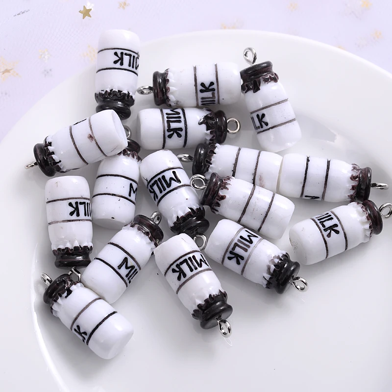10Pcs Colorful Cute Cartoon Yogurt Milk Bottle Shape Acrylic Pendant Charms For Jewelry Making DIY Bracelet Accessories Supplies - купить по