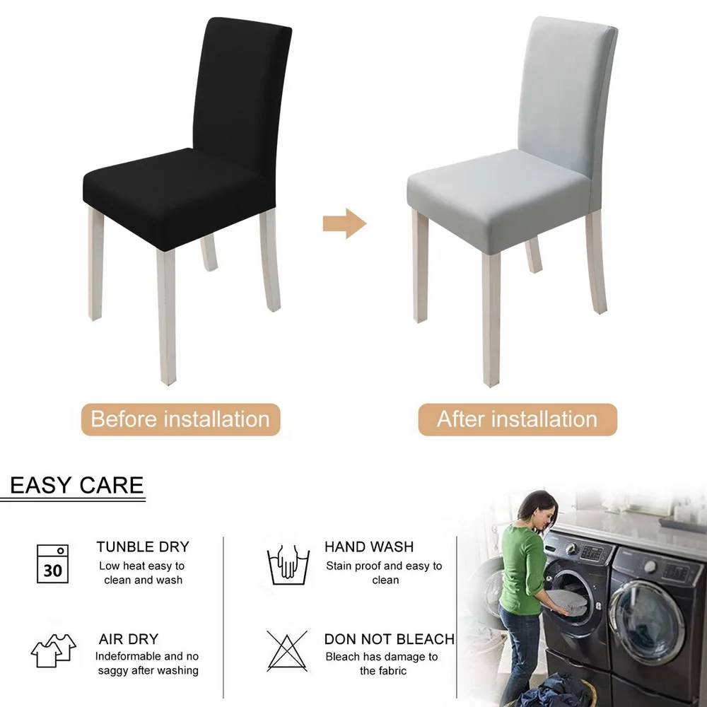 1/2/4/6 шт однотонный чехол для кресла спандекс эластичные чехлы стульев столовой