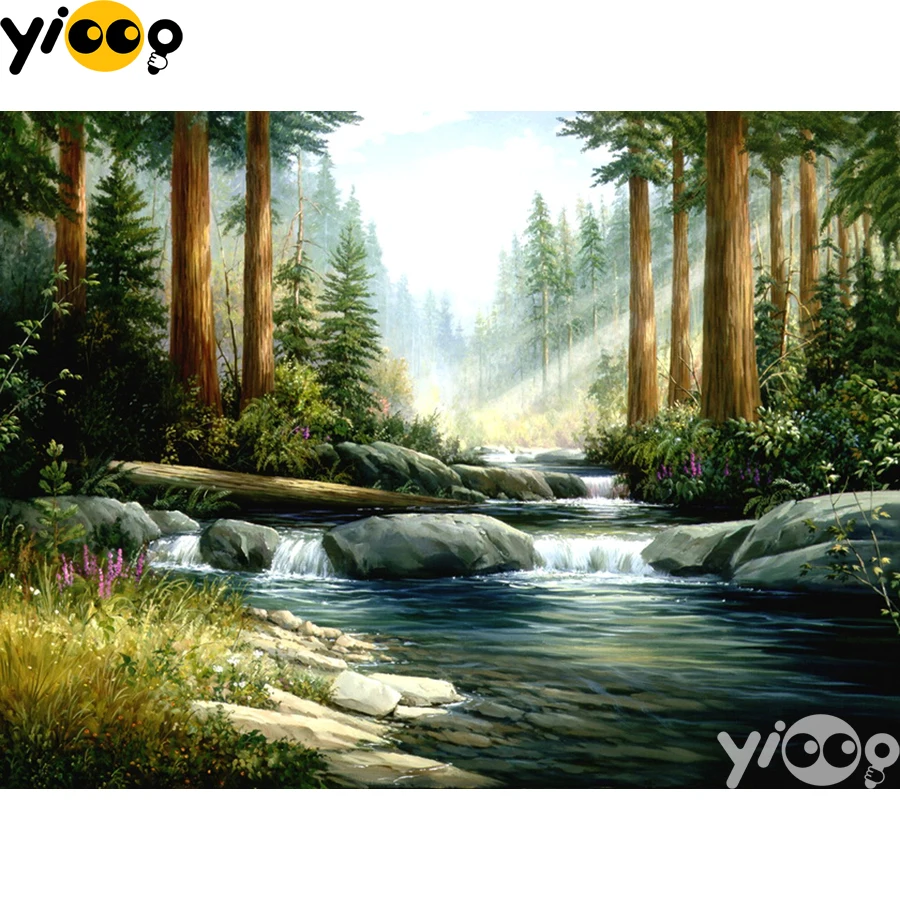 

Full Square/Round Drill Diamond Painting Cross Stitch Embroidery Lake in Forest Rhinestone Mosaic Home Decor Gift BX1813