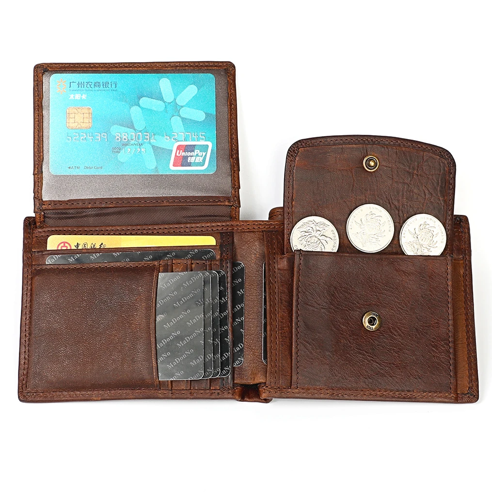 Классический мужской кошелек в стиле ретро из натуральной кожи Crazy Horse с