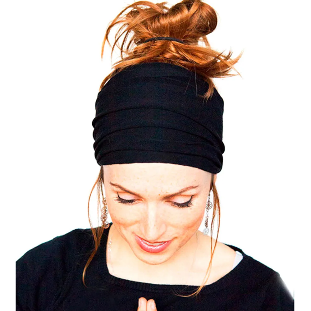 

Women's Pleated Headband Sports Yoga Headbands Pleated Black Running Headband Wrap Makeup Dressing Hairbands Elastic Hair Band