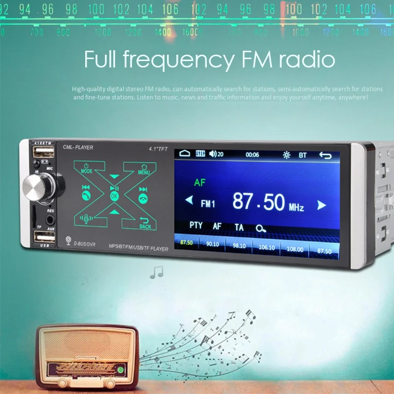 

1 Din Car Radio Autoradio Stereo Audio RDS 4 Inch MP5 Video Player USB MP3 TF ISO In-Dash Multimedia Player