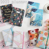 2022 planner flower schedule notebook daily plan year calendar a5 coil notebook english book time management agenda