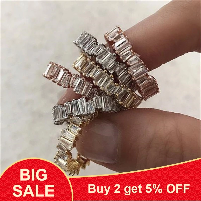 Женское кольцо Багет ручной работы обручальное из стерлингового серебра 925 пробы