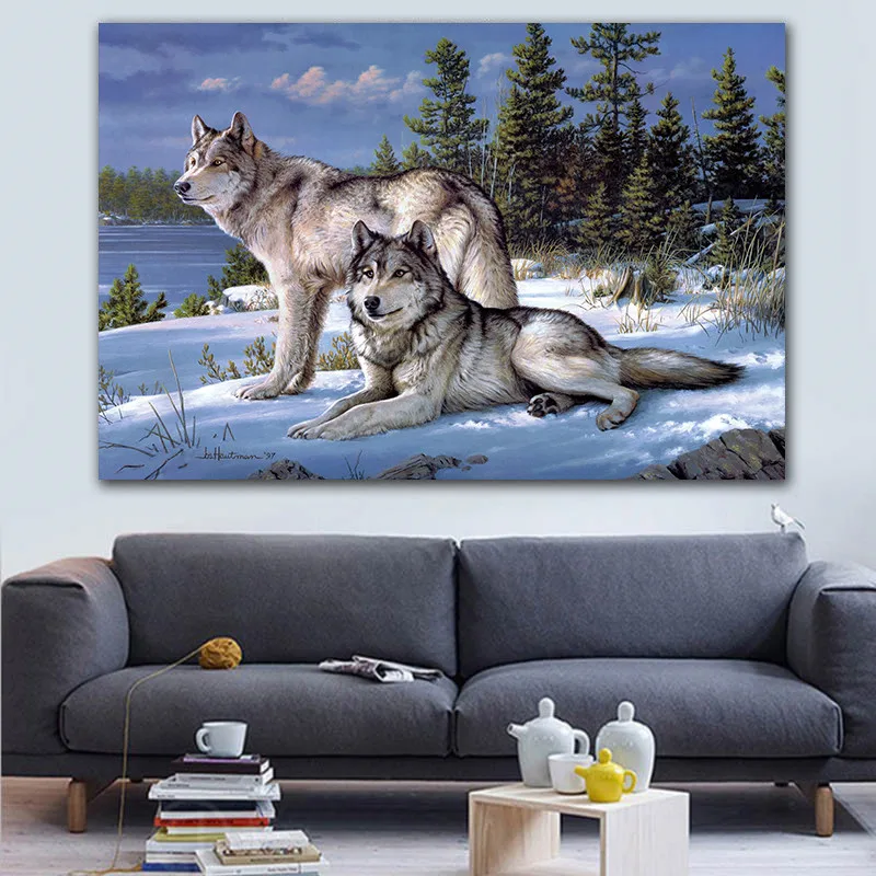 

Modern Color Famous painting Wolf Art Print Poster And Prints Animal Wall Art Pictures For Home Decoration Hogar Decor Unframed