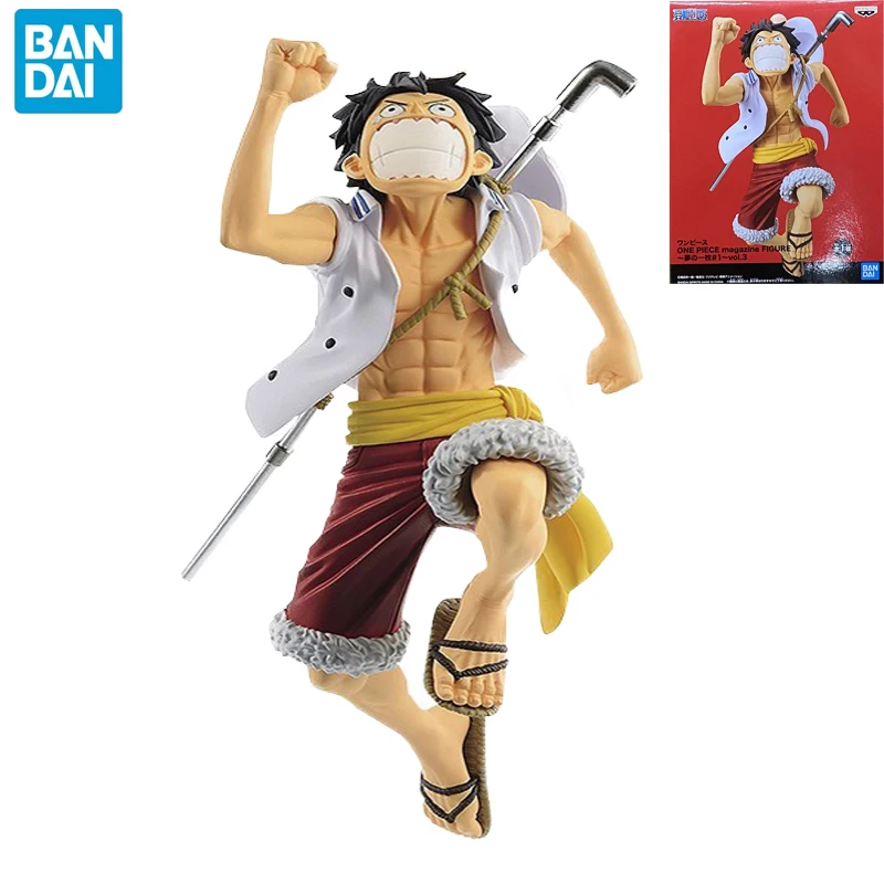 

Bandai One Piece Anime Figure MAGAZINE Magazine Luffy Navy Suit 17cm PVC Action Figure Model Collection Toys Boy's Birthday Gift