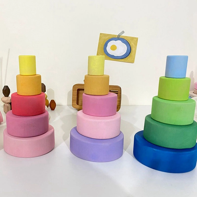 

Rainbow Building Blocks Stacking Game Creative Rainbow Set Bowl Children's Color Cognitive Toys