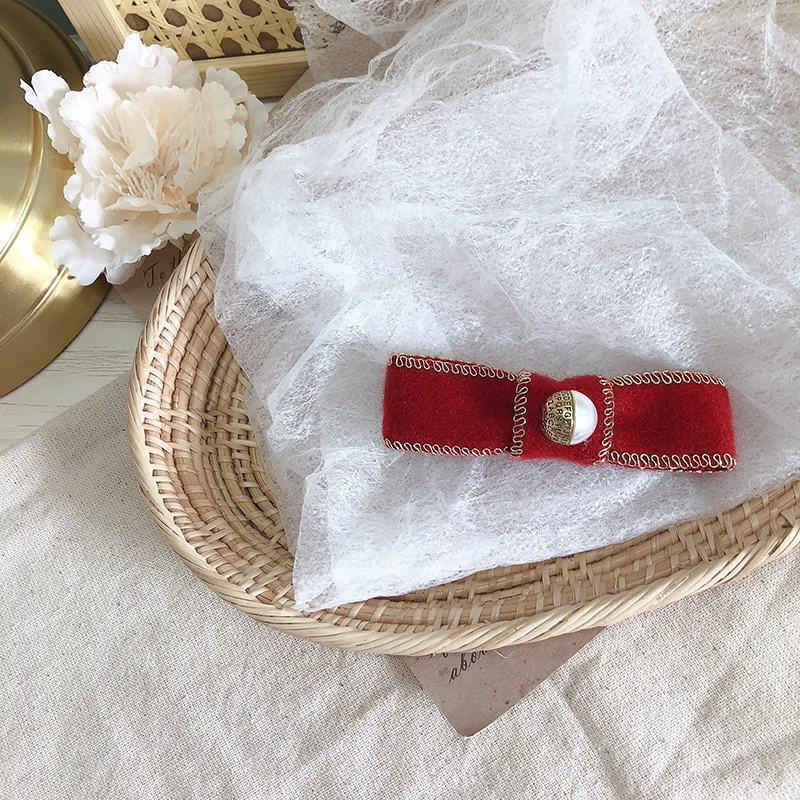 

Retro Bows Hair Clips Girls Velvet Hairpins Hairclips Women Imitation Pearl Crystal Barrette Hairgrips Hair Accessories Headwear