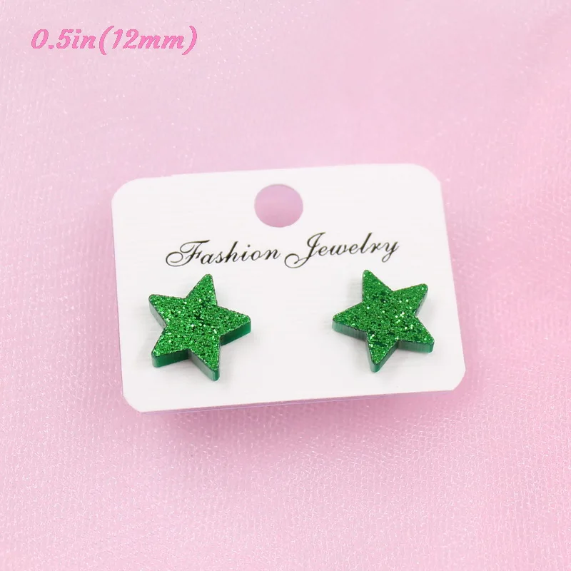 green glitter-12mm 12 мм блестящие акриловые серьги-гвоздики Имбирная звезда олень индейка снежинки Рождественские серьги-гвоздики серьги без аллергии-ST-1 - Окраска металла: green glitter-12mm