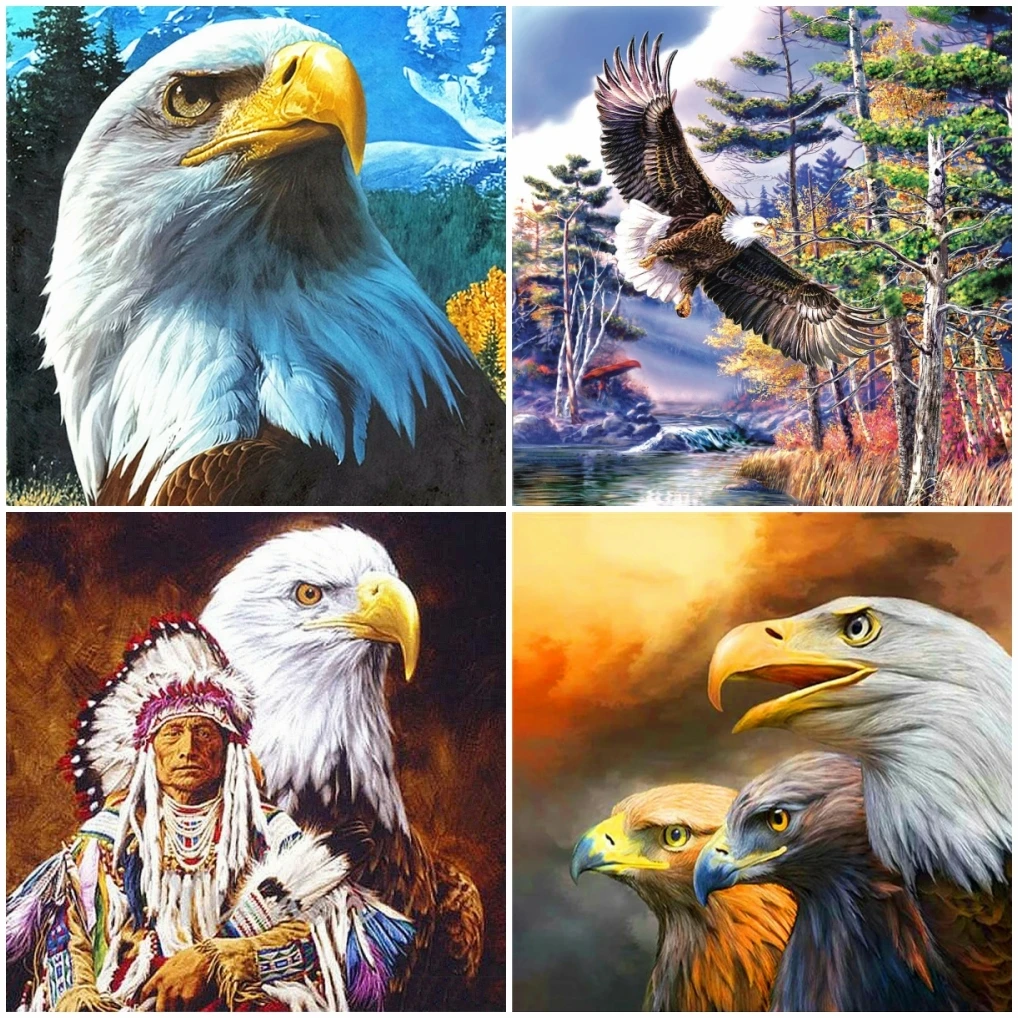 

AZQSD Diamond Embroidery Eagle Mosaic Full Square Diamond Painting Animal Cross Stitch Needlework Decoration For Home Gift