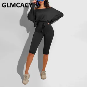 Женские повседневные спортивные костюмы из двух предметов, свободная рубашка с длинным рукавом и блузка