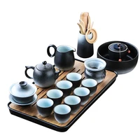 china ceramic tea set household kung fu tea set simple modern living room ceramics dry pour tea tray kung fu tea set teapot set