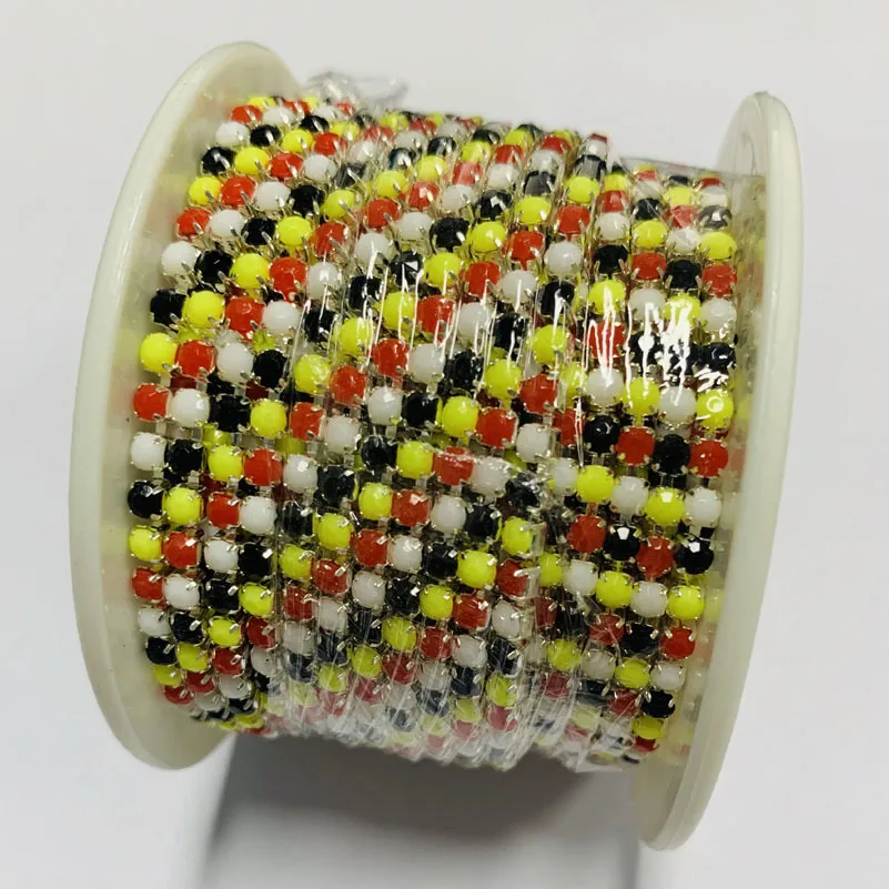 Taidian 4 цвета Стразы из смолы чередующиеся SS8 серебряные металлические стразы цепи