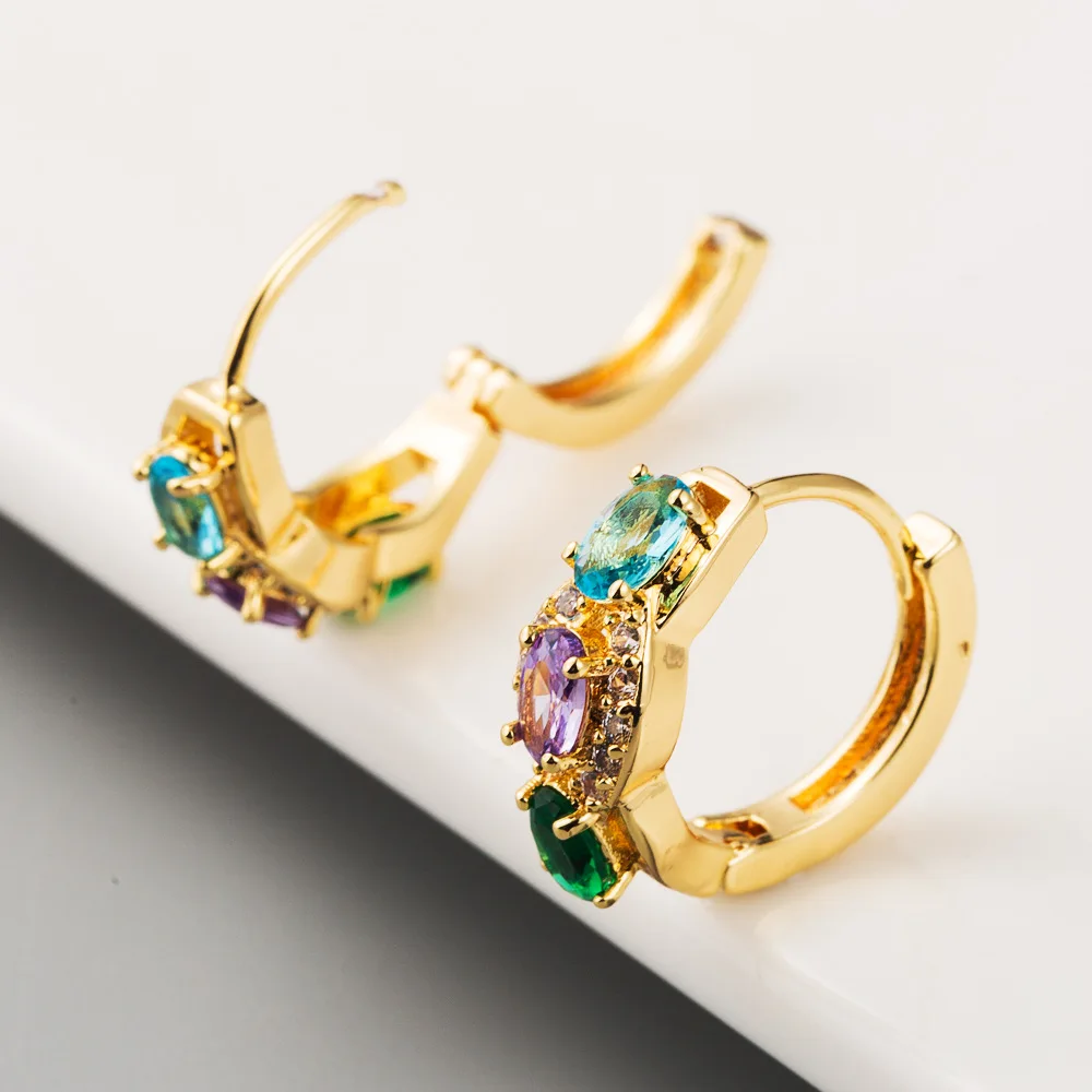 Ins/925 стерлингового серебра Мини Круглые разноцветные циркоовые серьги гвоздики