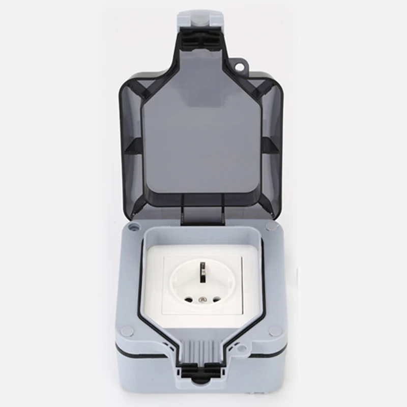 

IP66 Weatherproof Waterproof Outdoor Wall Power Socket 16A EU Standard Electrical Outlet Grounded AC110-250V EU Plug
