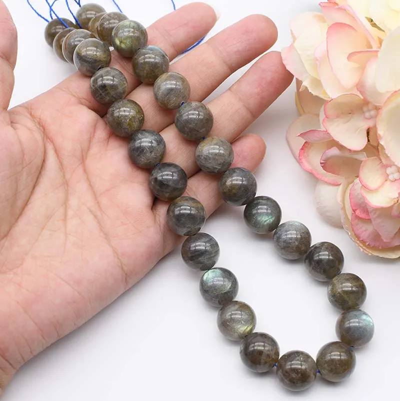 10-14mm AAA Wholesale Natural Genuine  Blue Flash Labradorite Round Loose Stone Beads Fit Jewelry DIY Necklaces or Bracelets 15