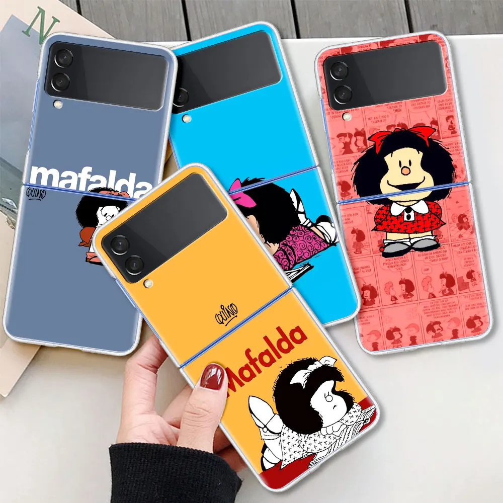 

Hot Clear Case for Samsung Z Flip3 5G Hard Phone Cover for Galaxy Z Flip 3 Protective Shell For ZFlip 3 Cute Girl Mafalda