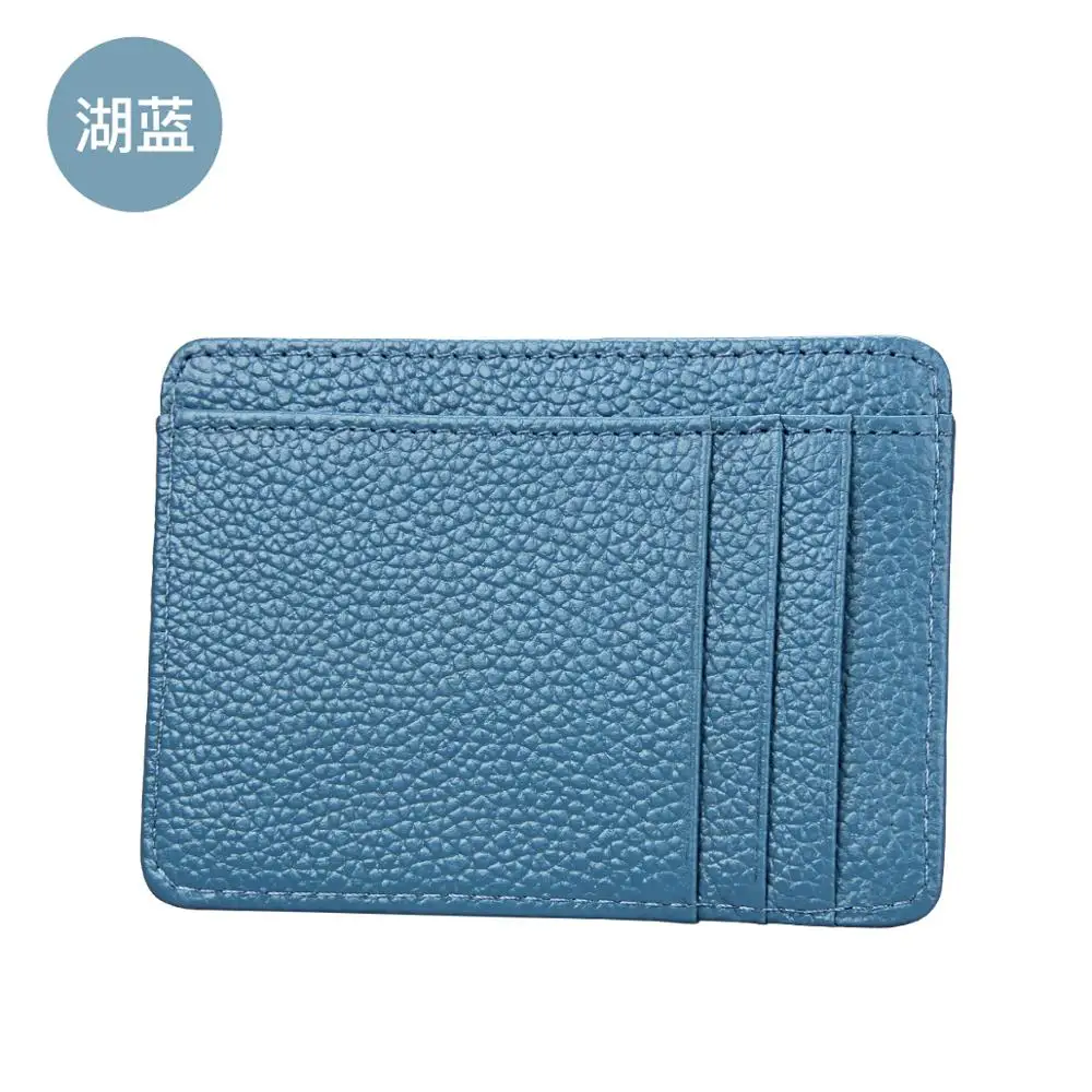 Light Blue Кошелек мини маленький роскошный из натуральной кожи милый тонкий передний карман RFID короткий чехол для кредитных карт кошелек для мужчин и женщин - Цвет: Light Blue