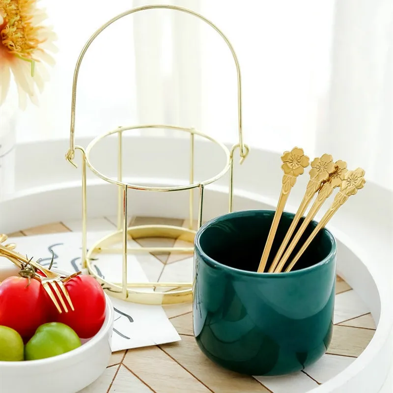 Креативный керамический бак для хранения металлическая вилка фруктов и десертов