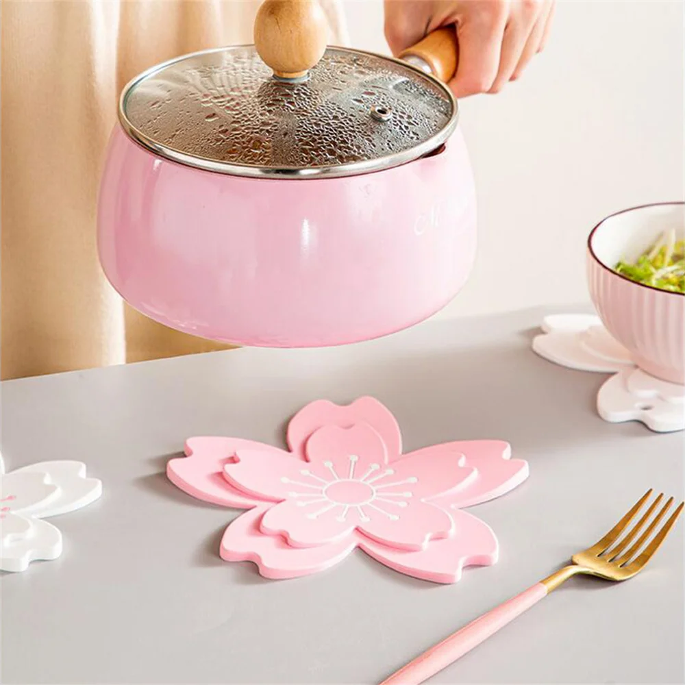

Sakura Pot Mat Heat Insulation Pad Non-Slip Placemat Silicone Waterproof Tableware Mats Coffee Cup Coaster Plant Pot Holder