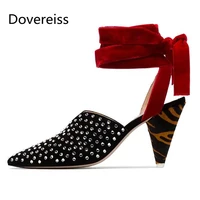 dovereiss fashion womens shoes summer elegant ladies pointed toe mature back buckle block heelswomen sandals 31 45