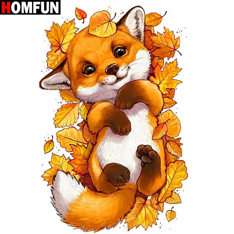 

Алмазная 5D картина HOMFUN «животное лиса», вышивка крестиком, полное покрытие, квадратные/круглые, «сделай сам», домашний декор, подарок