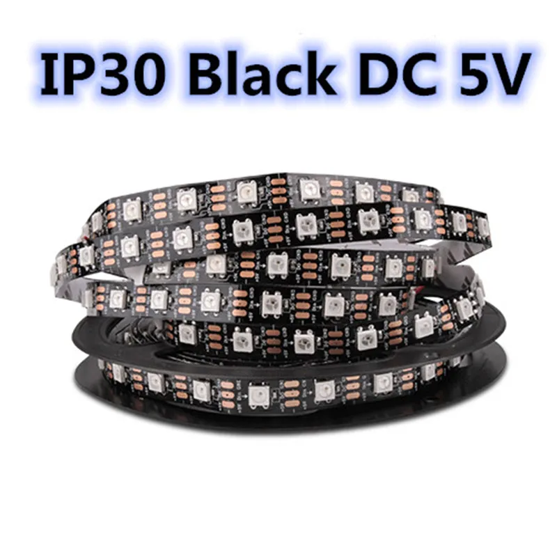 IP30 black PCB WS2812B Светодиодные ленты RGB ленты 30/60/144 светодиодный s/М ws2812 индивидуально адресуемых ФИТА полосы для ПК ambi светильник неоновый светильник DC 5V - Испускаемый цвет: IP30 black PCB