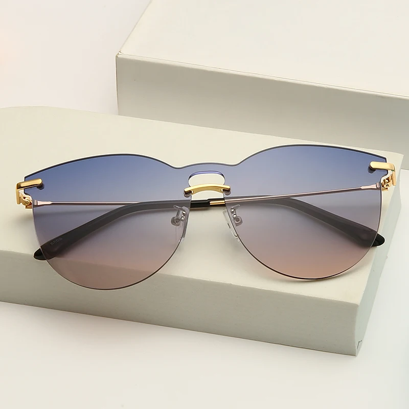 

Frameless Sunlgasses Women Trendy Oversized Sun Glasses Men Retro Brand Design Metal Frame Gradient Eyewear Shades UV400