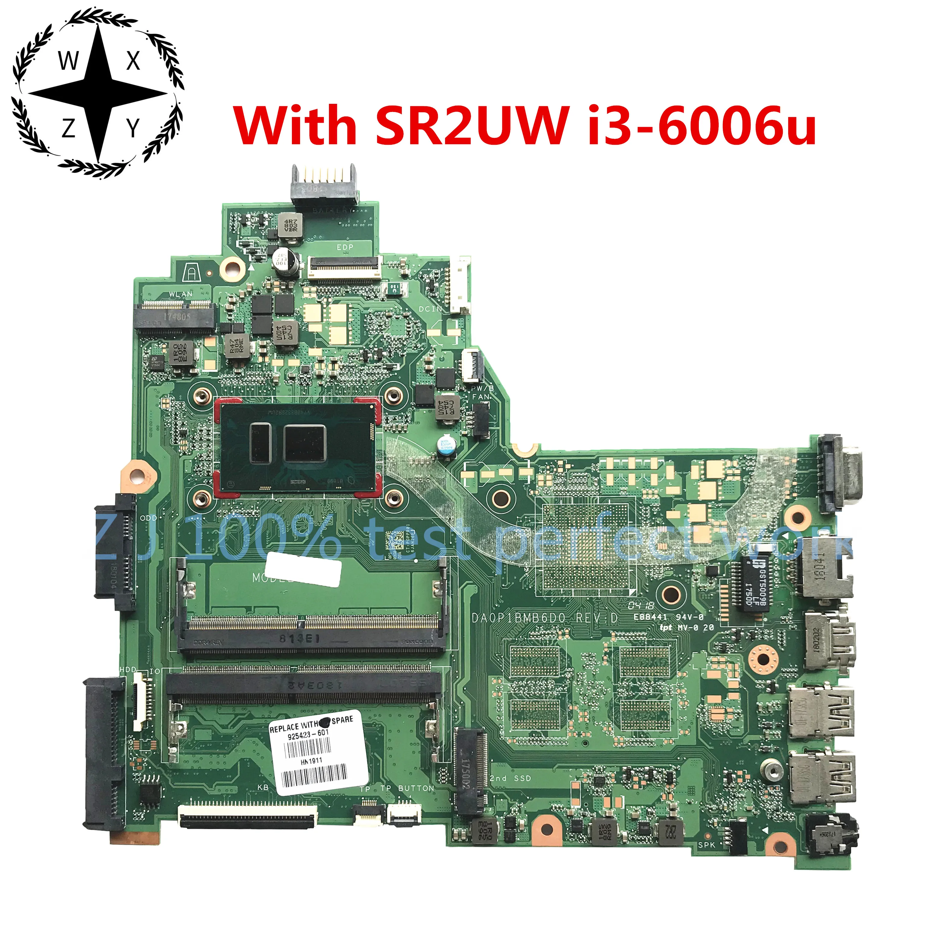 Материнская плата для ноутбука HP 14 BS 240 G6 Series DA0P1BMB6D0 с SR2UW i3 6006u CPU 925423 001 501 100%