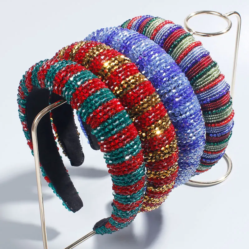 

Christmas Holloween Hairbands For Women Patchwork Crystal Headpiece 2020 Designer Headband Padded Rhinestone Hair Accessories