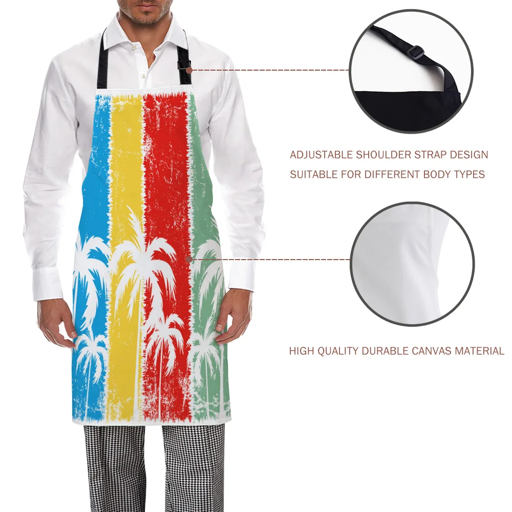 Кухонный Фартук в радужную полоску кокосовые пальмы регулируемый слюнявчик