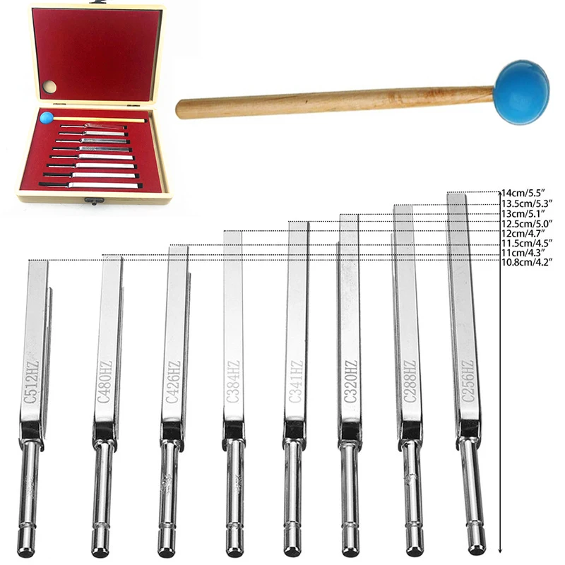 8 шт./компл. 256 512 Гц Стальная вилка для настройки звук вибрация терапия чакры