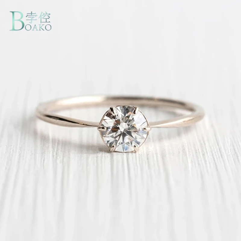 Женское Обручальное Кольцо BOAKO золотое/изящное тонкое кольцо с фианитом и