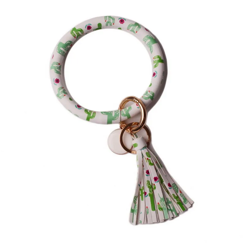 DZ0090 white green Новинка от Rainbery, модный многофункциональный брелок с кисточкой, эмалированный брелок из искусственной кожи, Круглый браслет с монограммой, брелок для женщин и девушек - Цвет: DZ0090 white green