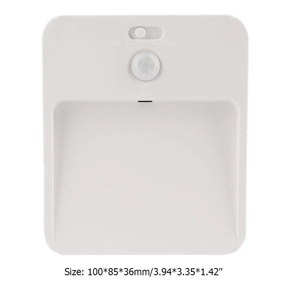 

Adhesive LED Night Lamp Plastic Square Emergency White Light Human Body Induction Sensor Lighting for Corridor Basement