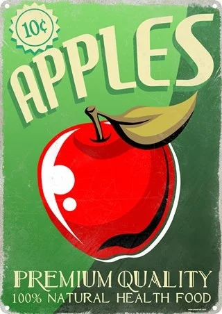

Яблоки высшего качества, естественное здоровое питание, жестяной знак, декор для магазина фруктов