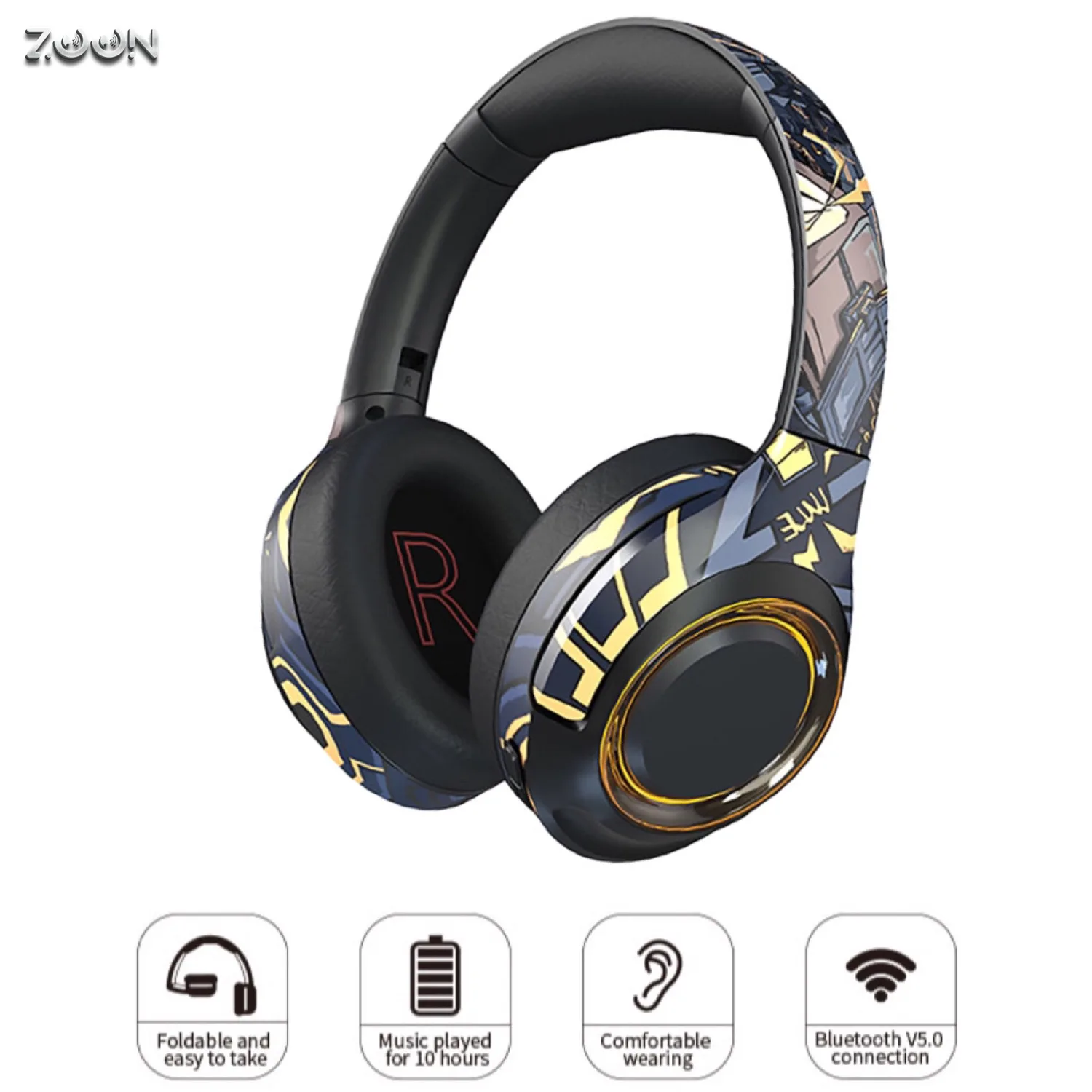 

Zoon Gaming Wireless Headset HIFI Stereo Sound Music Headsets Headphones Earbuds With Microphone For PS4 Phones Tablets