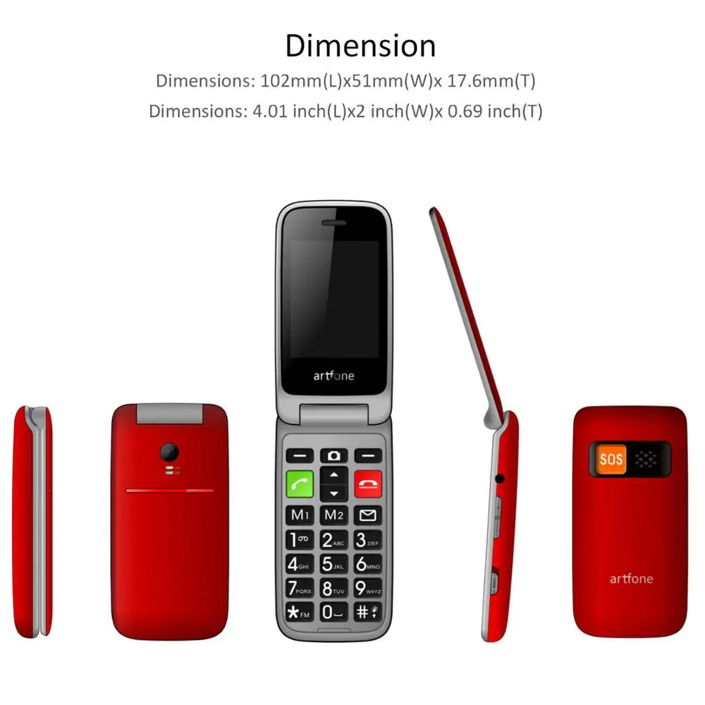Телефон-раскладушка с большой кнопкой artfone CF241A, телефон для пожилых людей с подставкой для зарядки и большим экраном 2,4 дюйма, разблокирован... от AliExpress RU&CIS NEW