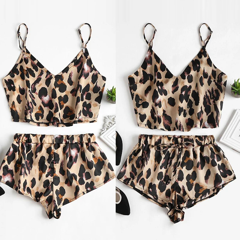 Пикантное Женское боди Vertvie с леопардовым принтом пижамный комплект без рукавов