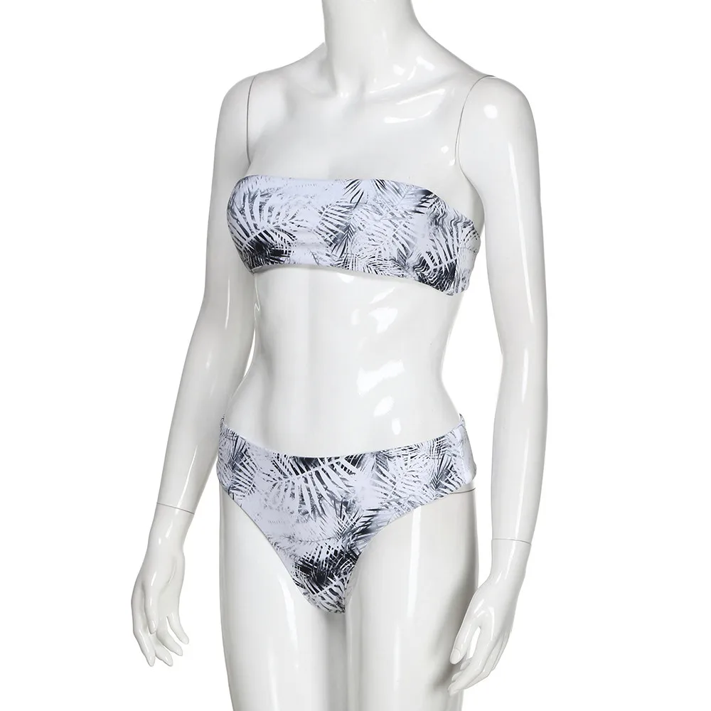 JAYCOSIN женский купальник простой с принтом в виде листьев бикини для пляжа купания