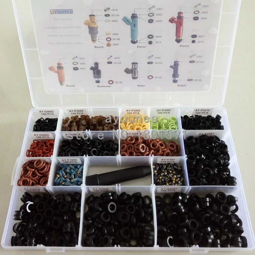 Бесплатная доставка, наборы для ремонта топливного инжектора для универсального типа, услуги впрыска топлива, ремонтные комплекты с 16 видами/коробка AY-RK1111