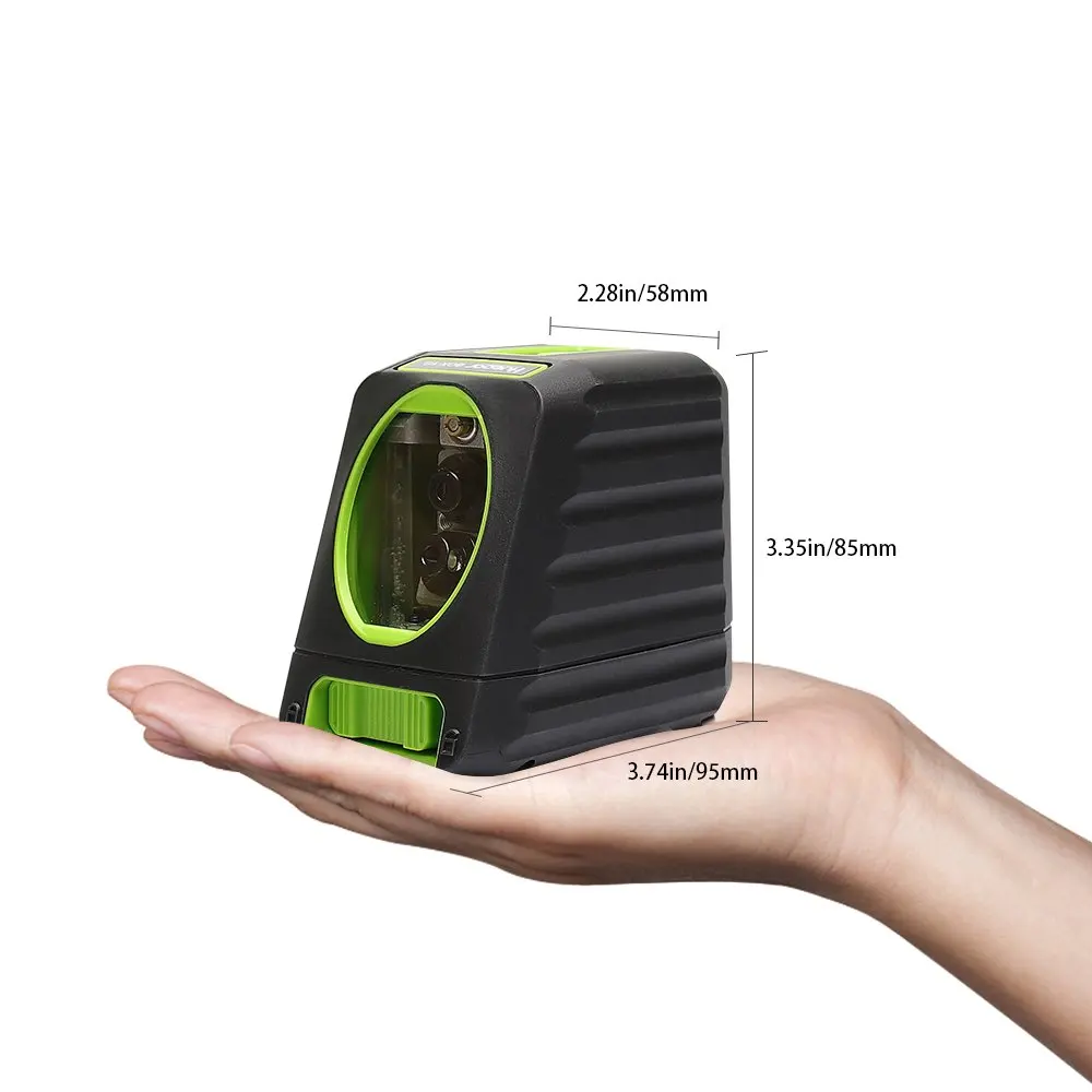 Huepar BOX-1G 150ft/45m 2 Lines Cross Line Green Beam Self leveling Outdoor Use Laser Level